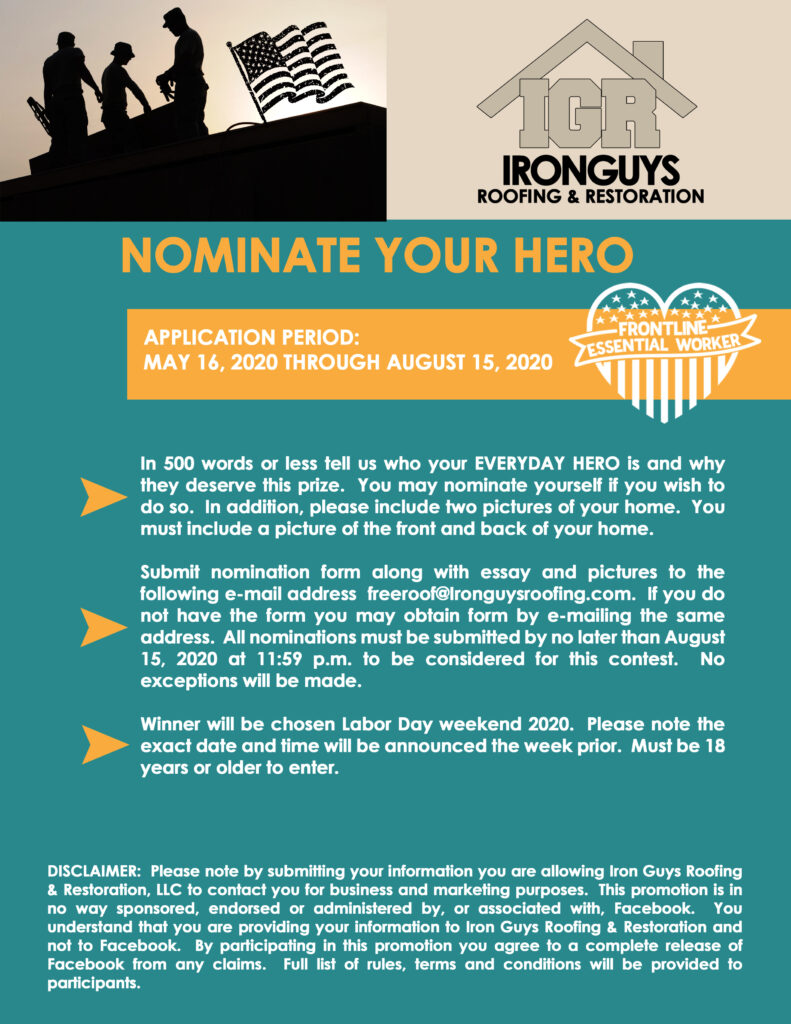 Iron Guys Roofing and Restoration Free Roof Giveaway Chicago COVID-19 Emergency Personnel